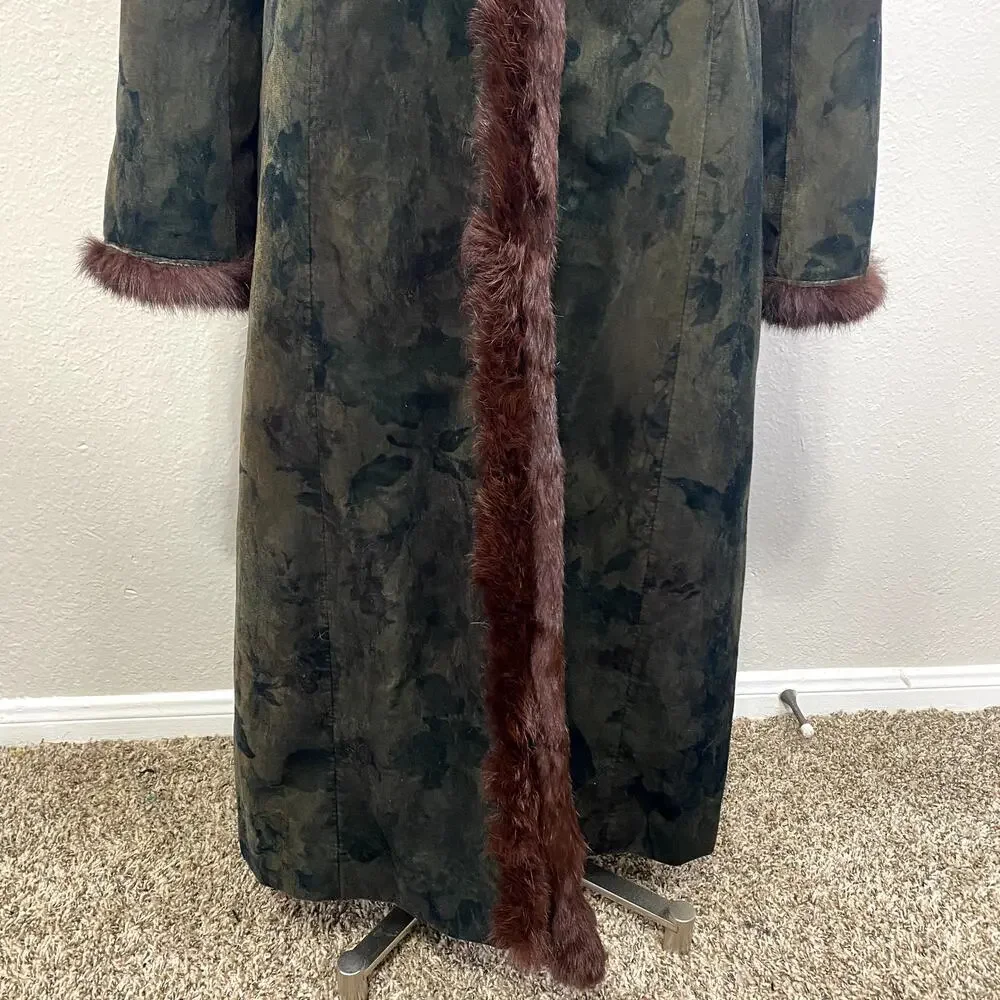 Vintage Madeline Velvet and Genuine Fur Trim Floor Length Coat Grunge Goth - Picture 9 of 16
